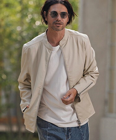 【CAMBIO(カンビオ)】スタンドカラージップライダースジャケット