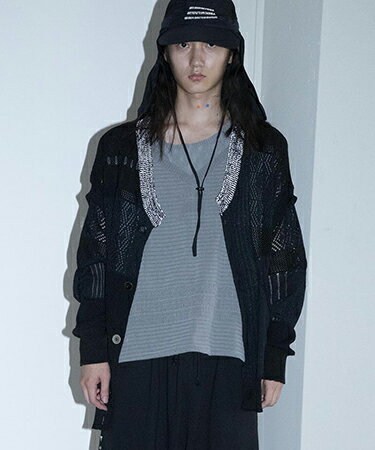 【BODYSONG.(ボディソング)】【予約販売4月下旬〜5月上旬入荷】MIXED-KNIT CARDIGAN_REFLECTIVE RIB ニットカーディガン(BS260304)