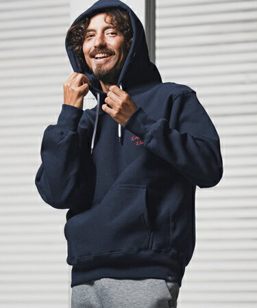 12oz heavy weight hoodie with cursive embroidery パーカー(1M25F250)