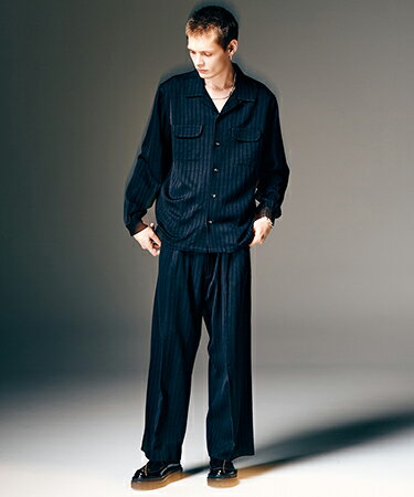 glamb()ۡͽ2ܡ3١Stripe Jacquard Linen Shirt Set Up ȥ饤ץ㥬ɥͥ󥻥å...