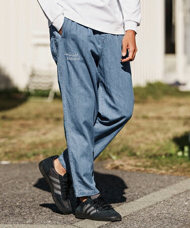 Rakuten - 【1minute 1second(ワンミニットワンセカンド)】cursive embroidery cotton-linen denim pants イージーデニムパンツ(1M26H120)