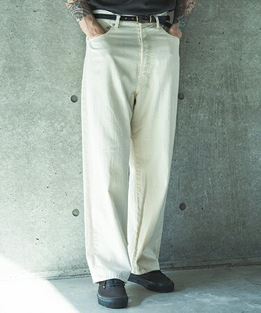 【MROLIVE(ミスターオリーブ)】【予約販売1月末〜2月上旬入荷】 RINSE WASH 8oz DENIM -WASHED WIDE STRIGHT PANTS デニムパンツ(M261104)(4.0)