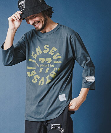 【seventy seven(セブンティセブン)】middle onz half sleeve baseball t-shirt (old days L) ベースボールTシャツ(7726S140)