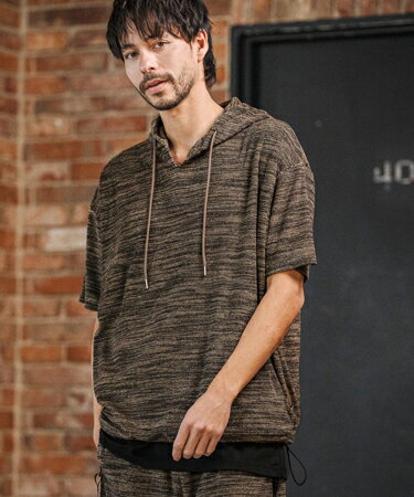  Melange Pile Key Neck Short Sleeve Parka 半袖キーネックパーカー(S67226cmb)