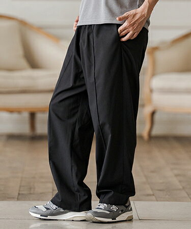 【一部サイズカラー予約販売6月下旬～7月上旬入荷】【CAMBIO(カンビオ)】Linen Rayon Wide Straight Pants ワイドストレートパンツ(CAM26SS-022)