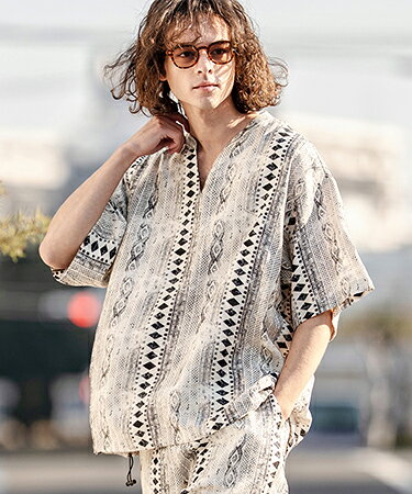 African Batik Key Neck Shirts キーネックシャツ(CAM26SS-027)