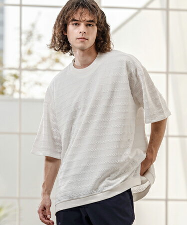 Rakuten - 【CAMBIO(カンビオ)】Shadow Lace Knit Tee ニットTシャツ(AI-261-013)