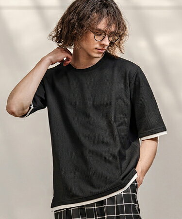 Rakuten - 【CAMBIO(カンビオ)】Honeycomb Layered Stretch Tee レイヤード風Tシャツ(AI-261-015)