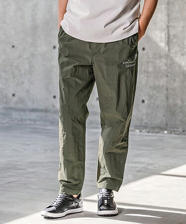 乐天商城 - 【1minute 1second(ワンミニットワンセカンド)】cursive embroidery nylon easy pants ナイロンイージーパンツ(1M26N250)