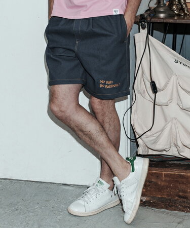 Rakuten - 【No Rain No Rainbow(ノーレインノーレインボー)】【予約販売5月下旬〜6月上旬入荷】denim like shorts ショートパンツ(NR26S-07)