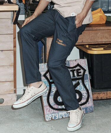 【No Rain No Rainbow(ノーレインノーレインボー)】denim like pants イージーパン...