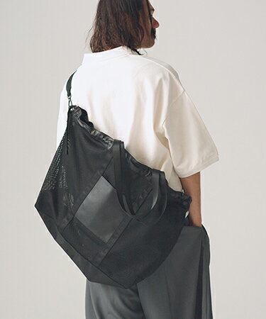 樂天商城 - 【ADAM PATEK(アダムパテック)】【予約販売5月上旬～中旬入荷】Leather trimmed mesh 2way big tote bag トートバッグ(AP2619009)