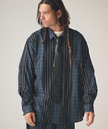 jacquard check-stripe shirt シャツ(AP2615015)