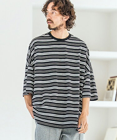 樂天商城 - 【Magine(マージン)】【予約販売6月中旬〜下旬入荷】Multi-Stripe Fabric Short Sleeve T-Shirt Tシャツ(MGN-261-053)