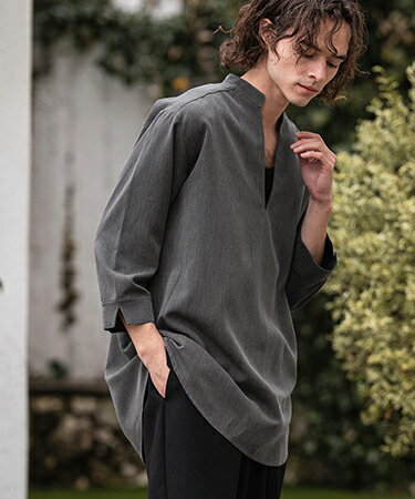 Rakuten - 【CAMBIO(カンビオ)】【予約販売5月下旬〜6月上旬入荷】Drape 3-4 Sleeve Skipper pullover Shirts 七分袖プルオーバーシャツ(S68526cmb)