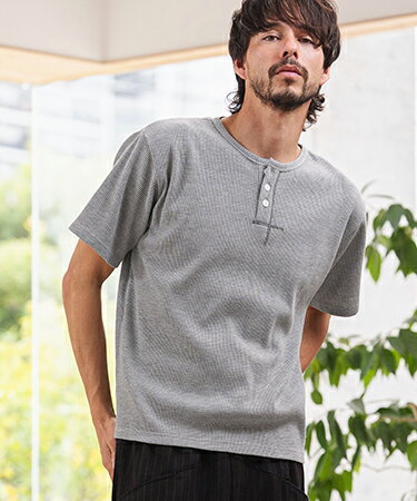 樂天商城 - 【CAMBIO(カンビオ)】【予約販売4月下旬〜5月上旬入荷】ワッフルヘンリーTシャツ(26A-14130CM)
