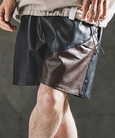 Rakuten - 【GLIMCLAP(グリムクラップ)】【予約販売5月上旬〜中旬入荷】 Synthetic Leather Shorts レザーショートパンツ(202-031-gls-cg)