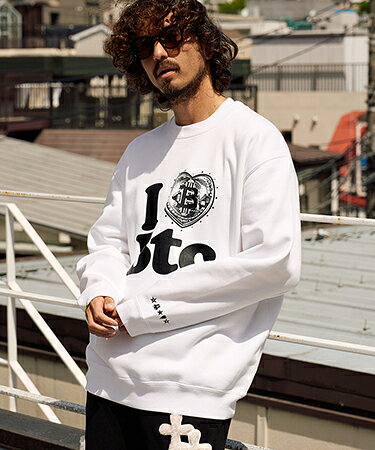 Other - 【STUD MUFFIN(スタッドマフィン)】【予約販売9月中旬〜下旬入荷】 T-C裏毛起毛 I LOVE Btc カラークリスタルスエットシャツ(624-02913)