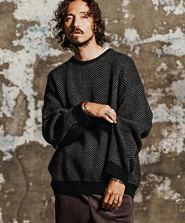 Rakuten - 【Jih Nunc(ジーヌンク)】【予約販売10月中旬〜下旬入荷】 ヘリンボーンオーバーサイズニット(JIH-R1201)