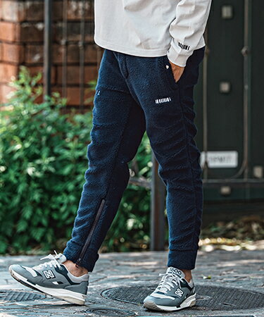  Barcode Embroidery Solid Boa Puckering Easy Pants ボアイージースピンドルパンツ(F26A160)