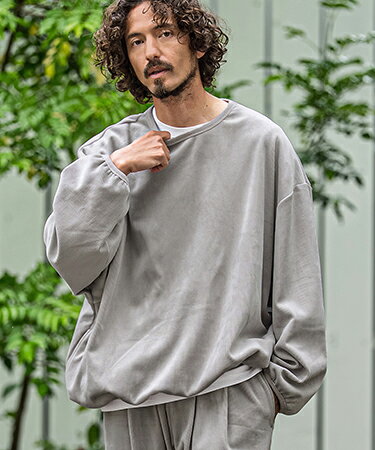 【CAMBIO(カンビオ)】Fleece Back Corduroy Look Jacquard Long Sleeve Pullover プルオーバー(A73026cmb)