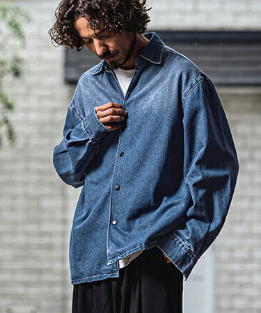 Rakuten - 【CAMBIO(カンビオ)】【予約販売7月下旬〜8月上旬入荷】Vintage Wash Denim Skipper Shirt デニムスキッパーシャツ(A73226cmb)