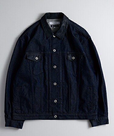 【FDMTL(ファンダメンタル)】【予約販売3月下旬〜4月上旬入荷】LEATHER COLLAR DENIM JKT RINSE レザーカラーデニムジャケット(FA27JK15R)