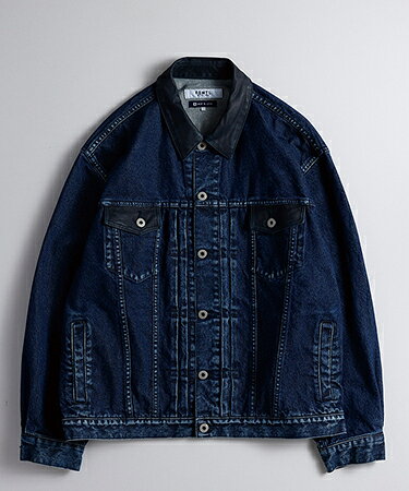 【FDMTL(ファンダメンタル)】【予約販売3月下旬〜4月上旬入荷】LEATHER COLLAR DENIM JKT 2YR WASH レザーカラーデニムジャケット(FA27JK15U)