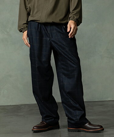 WOOLBASTE TROUSERS windowpane ウールパンツ(626753)