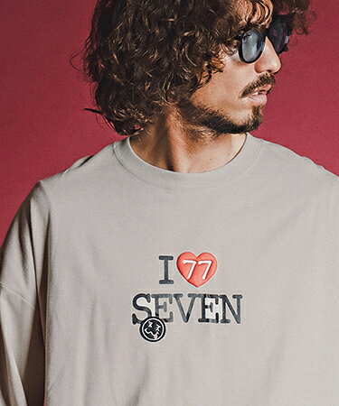 【seventy seven(セブンティセブン)】【予約販売10月下旬〜11月上旬入荷】 middle oz over size L-S t-shirt (I love seven) カットソー(7726W070)