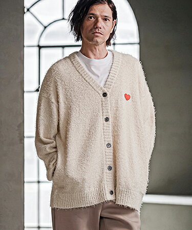【CAMBIO(カンビオ)】Feather Yarn Heart Knit Cardigan ニットカーディガン(PF-262-018)