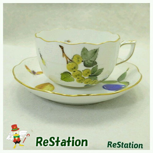 【中古】ヘレンドカップ＆ソーサーフルーツdセット