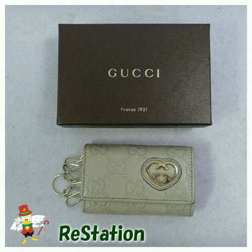 【中古】GUCCI 6連キーケース 257217.0416 GGシマ アイボリー【送料無料】