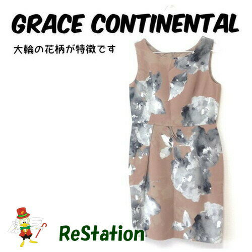 【中古】【送料無料】ダイアグラム グレースコンチネンタル Diagram GRACE CONTINENTAL ノースリーブ ワンピース 花柄 膝丈 ブラウン系 レディース サイズ36