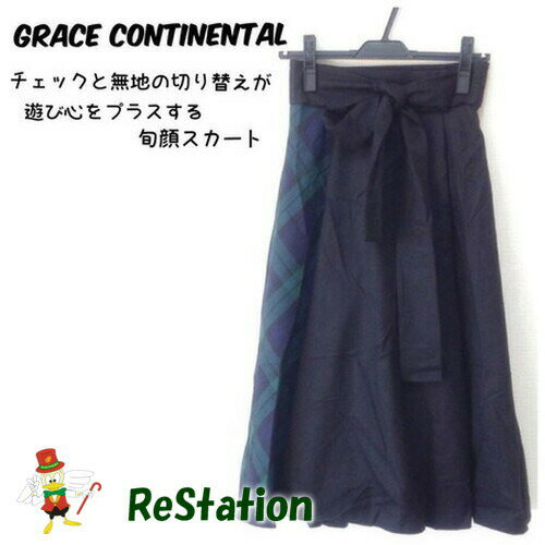樂天商城 - 【中古】【送料無料】グレースコンチネンタル GRACE CONTINENTAL チェック切替フレアスカート ブラック レディース サイズ36