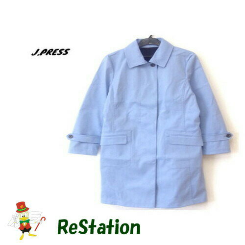 Turn-Down Collar Coat - 【中古】【送料無料】ジェイプレス J.PRESS T/Cボンディング ステンカラーコート ブルー系 レディース サイズ9