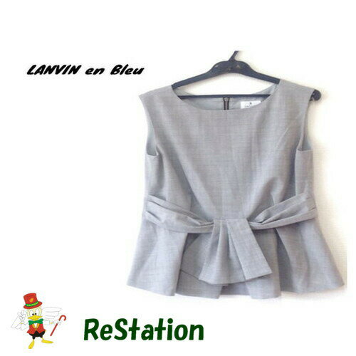 Rakuten - 【中古】【送料無料】ランバンオンブルー LANVIN en Bleu ノースリーブ トップス リボン グレー レディース サイズ38