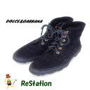 【中古】【送料無料】ドルガバ DOLCE&GABBANA ワークブーツ CA2850 レザー ブラック サイズ5 1/2