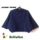【中古】【送料無料】アツロウタヤマ ATSURO TAYAMA BIGライダースパーカー ネイビー系 レディース サイズ36(4)