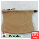 【中古】ロエベ ポーチ ライトブラウン×レザー