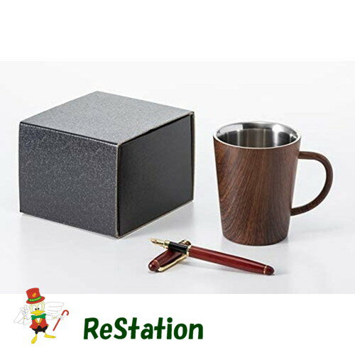 Rakuten - 【未使用品】ウッドデザイン 二層マグ＆万年筆セット 360ml 箱入り WD-3003A