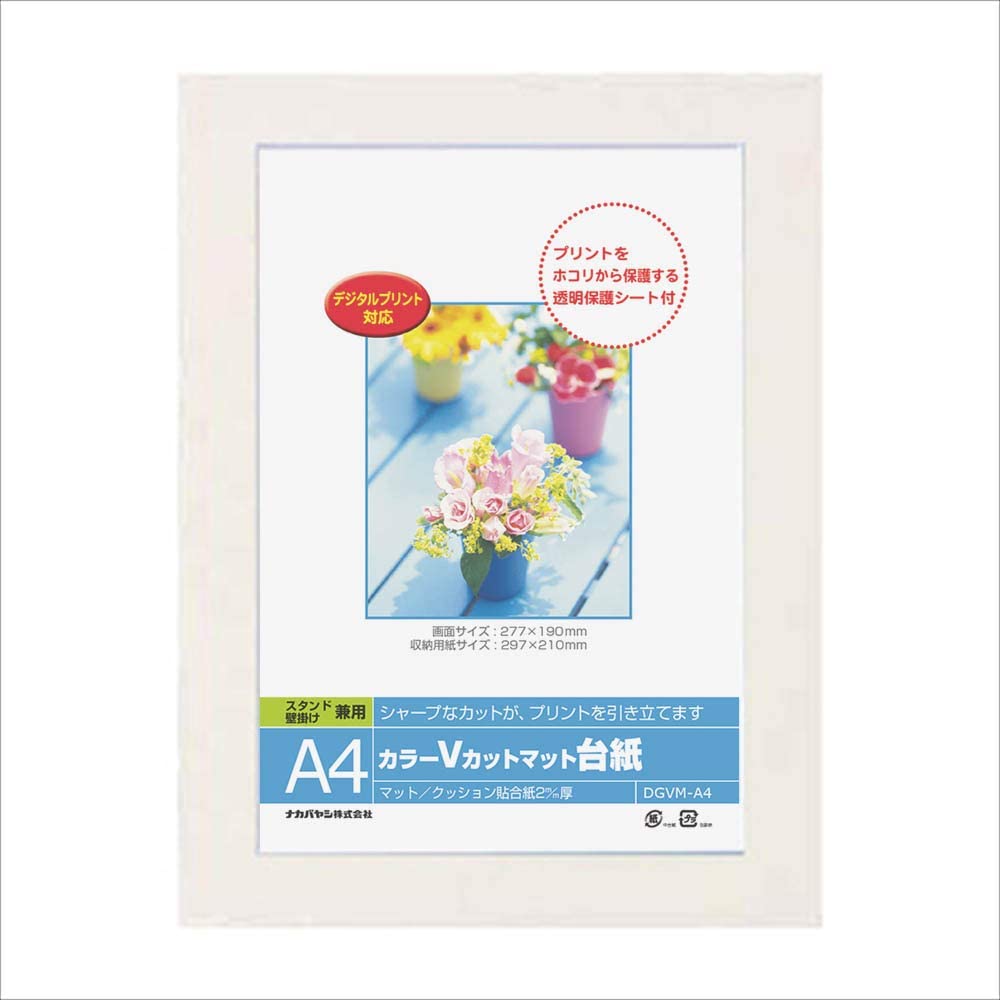 【未使用品】ナカバヤシ A4判 カラーVカットマット台紙 ホワイト DGVMーA4ーW [2]