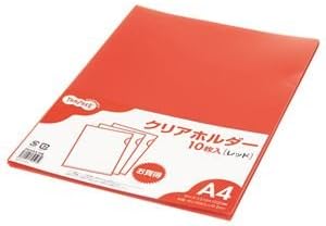 【未使用品】TANOSEE カラークリアホルダー A4 レッド×10枚入り【送料無料】【メール便でお送りします】代引き不可