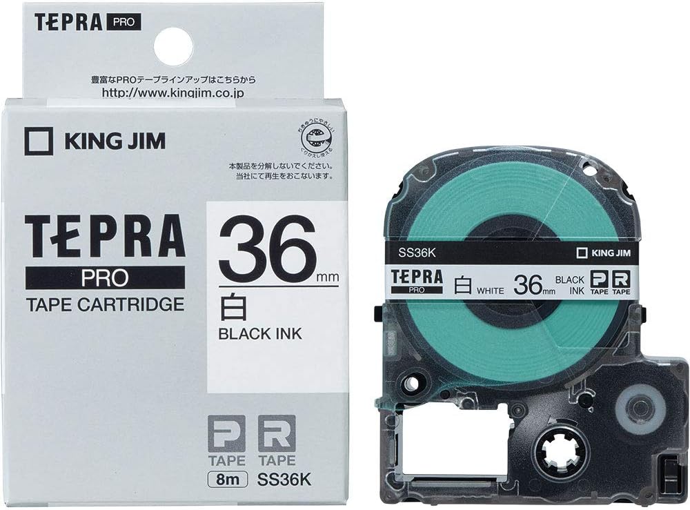 【未使用品】キングジム テープカートリッジ テプラPRO 36mm SS36K 白/黒文字