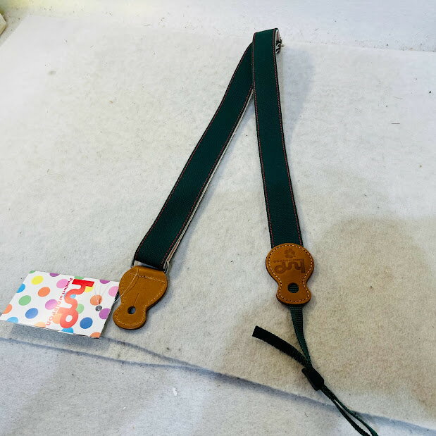 【送料無料】ウクレレ ストラップ モンステラグリーン エンドピン仕様 ウクレレ専用 帆布 ストラップ 圓山商店製作※内側しみ【メール便】代引きはできません