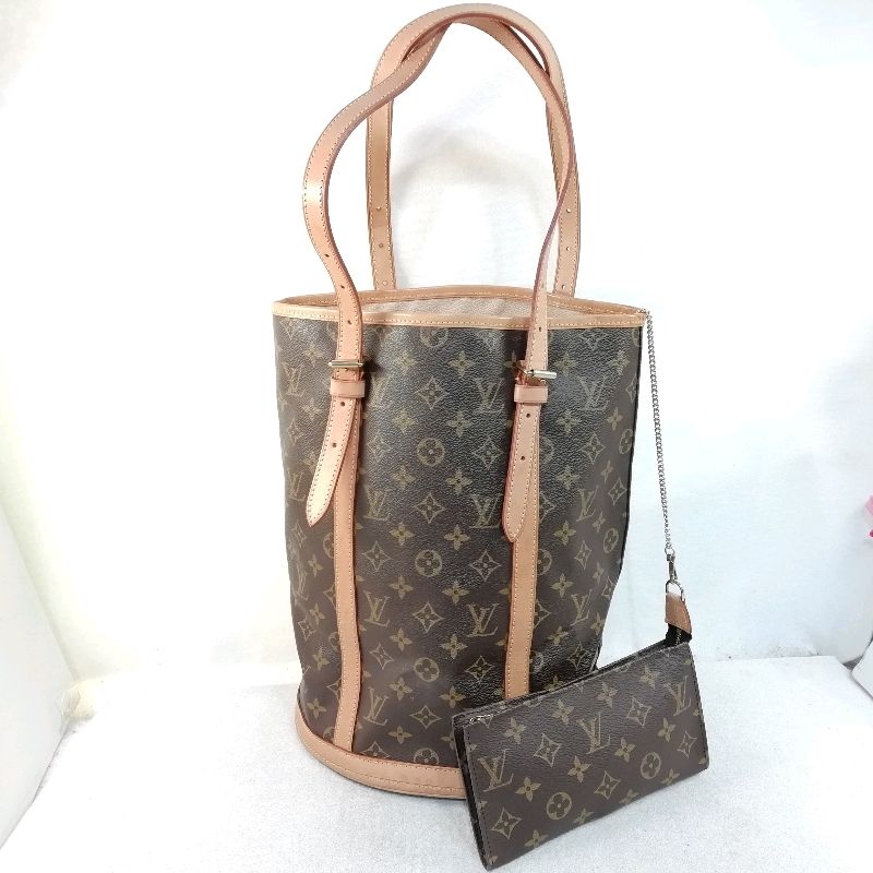 【中古】LOUIS VUITTON モノグラム バケットGM バケツ型トートバッグ ポーチ有り M42236