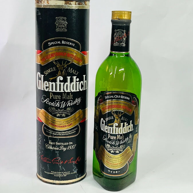 【未成年の飲酒は法律で禁じられています】グレンフィディック　750ml　43度　ピュアモルト　シングルモルトウイスキー　円筒箱錆あり