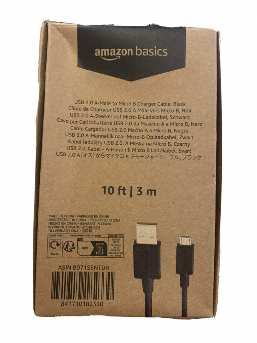 【未使用品】Amazonベーシック USBケーブル プリンター用 3.0m (2.0タイプAオス - マイクロBケーブル) ブラック