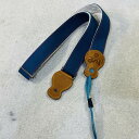【送料無料】hunp ウクレレ ストラップブルーレッドステッチ エンドピン仕様 ウクレレ専用 帆布 ストラップ 圓山商店製作 訳あり※裏しみあり【メール便】代引きはできません