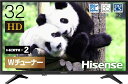 【動作確認済】【中古】本体・リモコンのみ ハイセンス 32V型 ハイビジョン 液晶テレビ 32K30 ブラック 2019年製(2)